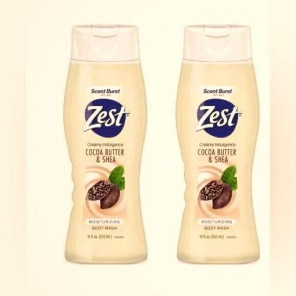 🛍️ Zest Indulgence Cocoa Butter & Shea Body Wash  pack of 2 18 FL OZ 💥 - Picture 1 of 7